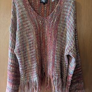 Multicolor Knit Fringe Sweater